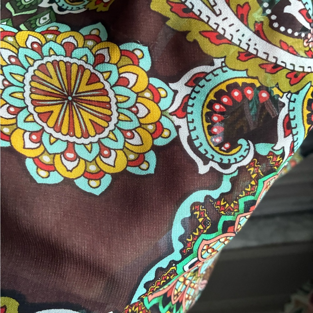 cha cha vente Black and Gray Striped Short-Sleeve Top with Paisley Sides - Picture 5 of 5